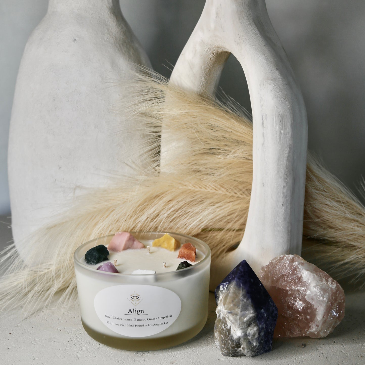 Align 7 Chakra Intention Candle: 7 Chakra Crystals