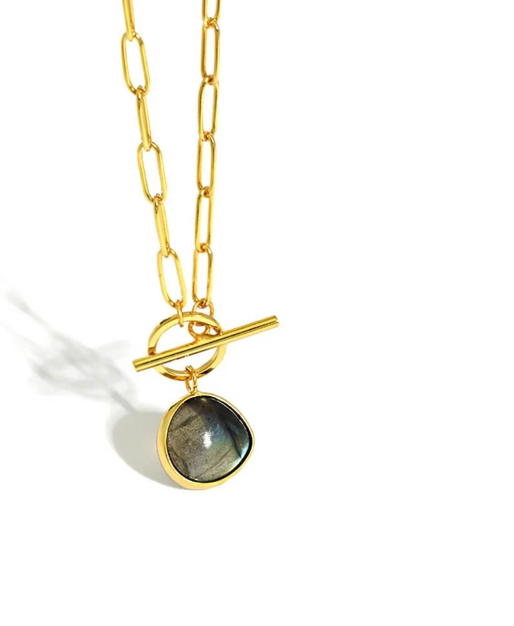 Natural Labradorite Crystal faceted Necklace