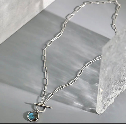 Natural Labradorite Crystal faceted Necklace