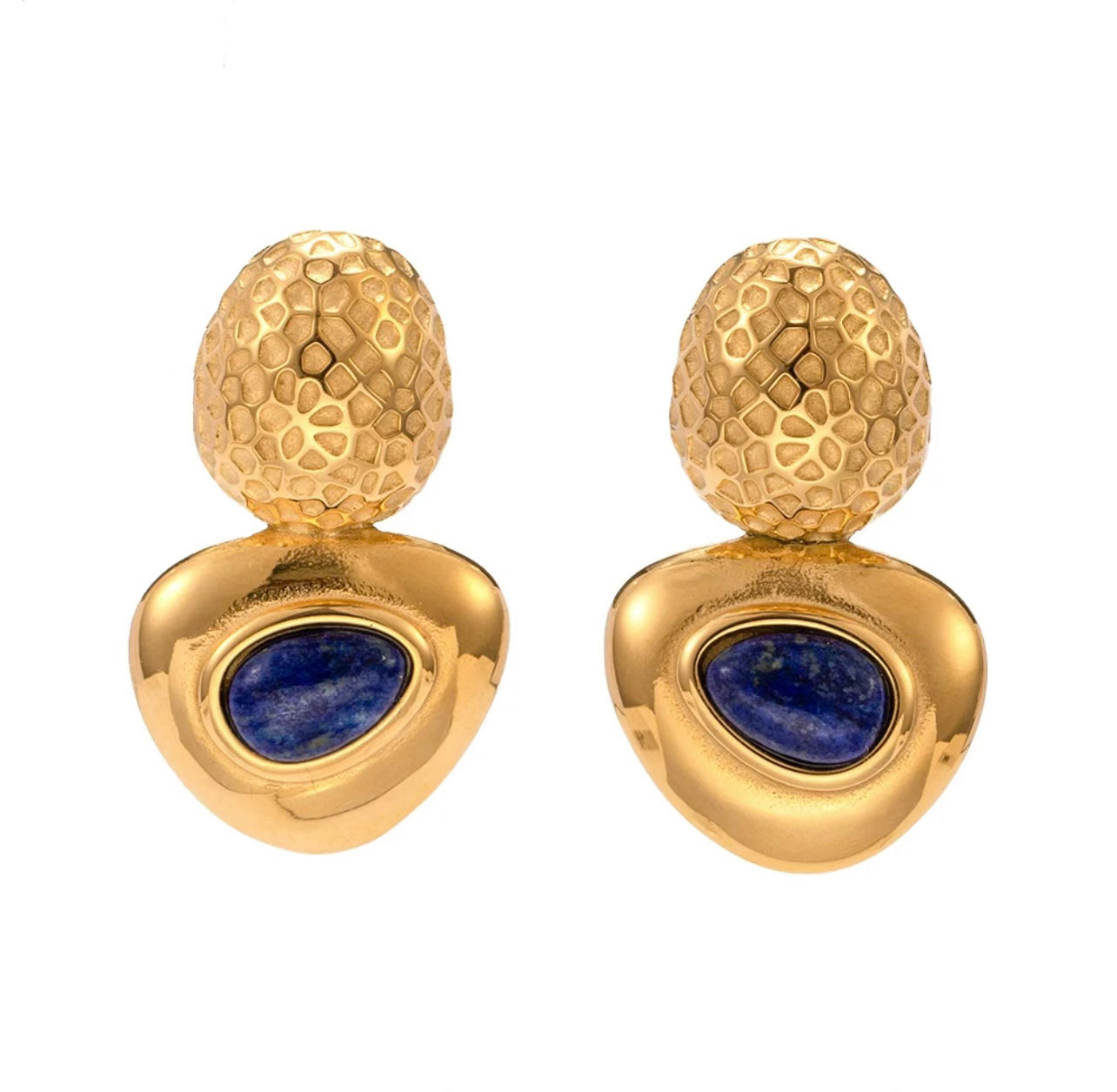 Chunky Natural Crystal Earrings Variants_ 18k Gold Plated