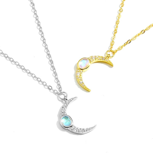 Crescent Moon Opalite Necklace