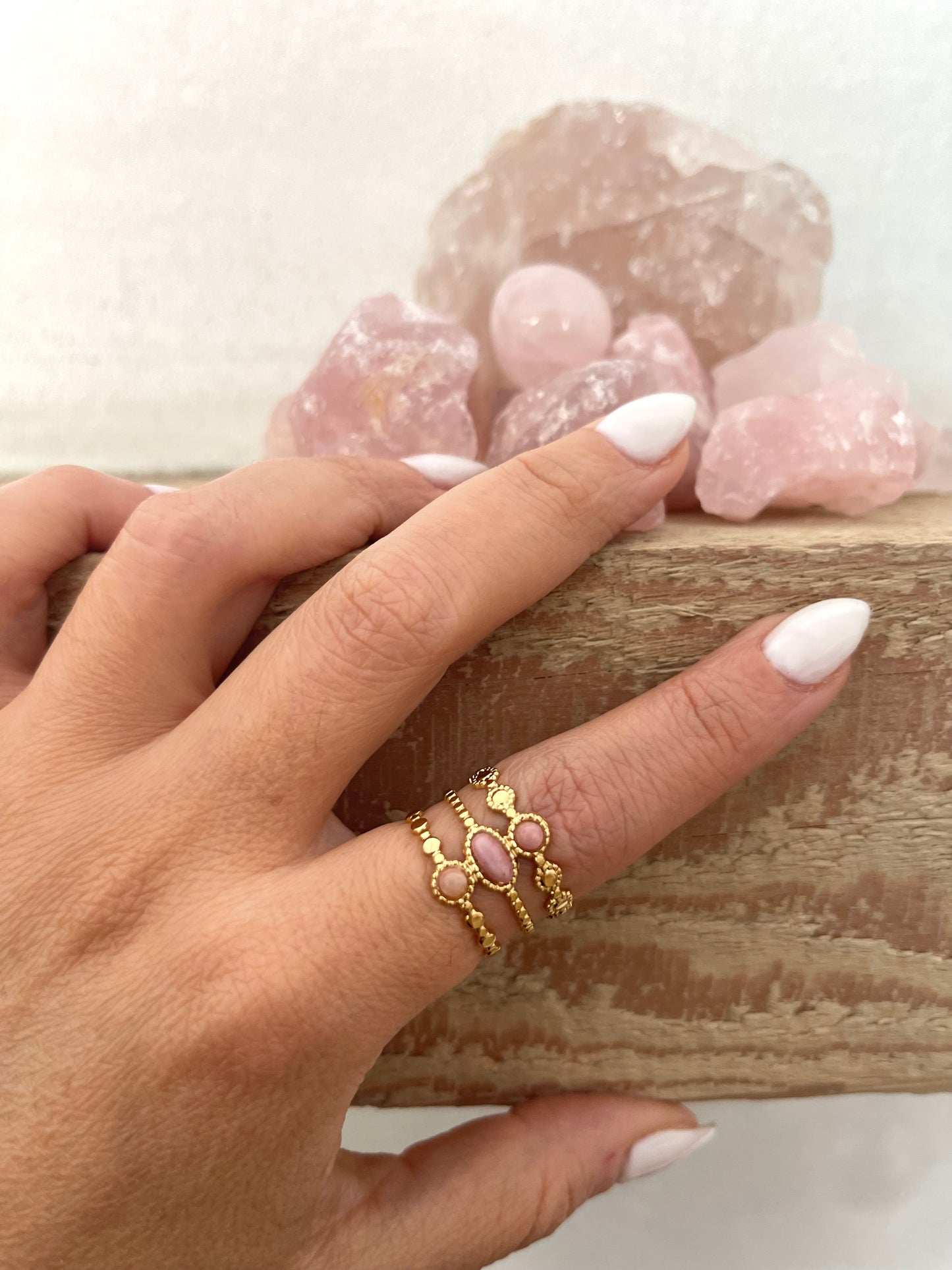 Natural Crystal Ring Variants: 18k Gold Plated