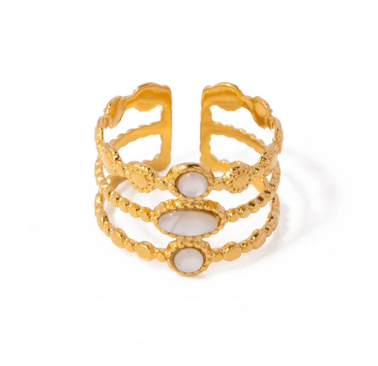 18K Gold Stack with Natural Crystals