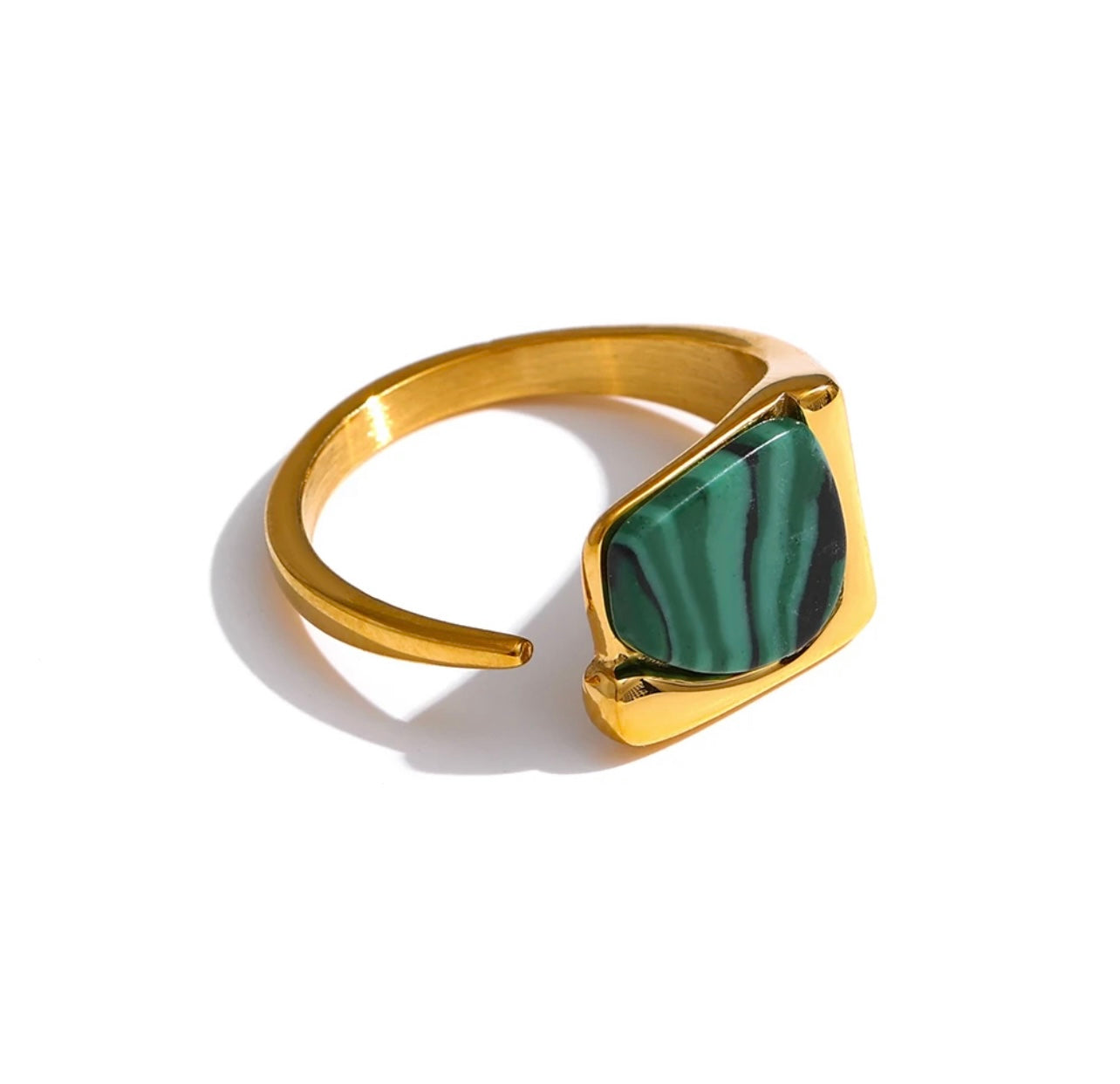 Natural Malachite Square 18K Gold Plated