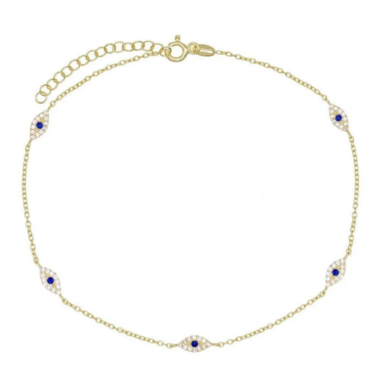 Mini Dainty Evil eye Chain Bracelet