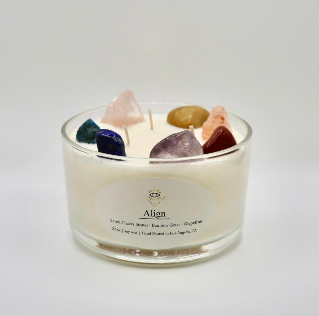 Align 7 Chakra Intention Candle: 7 Chakra Crystals